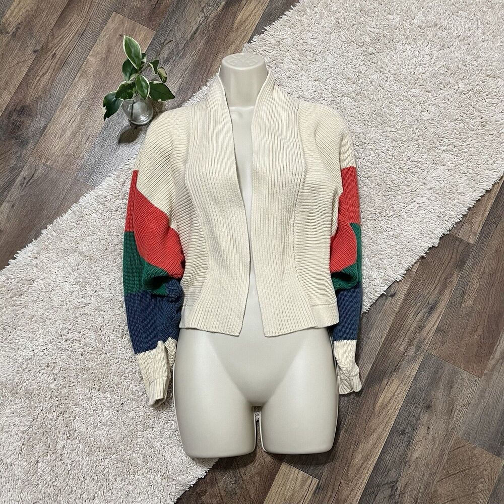 CAbi Size Small Trio Sophia Rainbow Dolman Open Front Cropped Cardigan Sweater